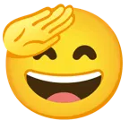faccina che fa il saluto + faccina con sorriso e occhi sorridenti