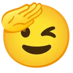 faccina che fa il saluto + faccina che fa l’occhiolino