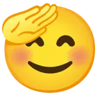 faccina che fa il saluto + faccina con occhi sorridenti