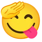 faccina che fa il saluto + faccina che si lecca i baffi