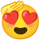 faccina che fa il saluto + faccina con sorriso e occhi a cuore