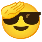 faccina che fa il saluto + faccina con sorriso e occhiali da sole