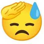 faccina che fa il saluto + faccina abbattuta sudata
