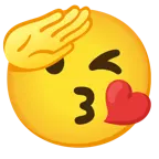 faccina che fa il saluto + faccina che manda un bacio