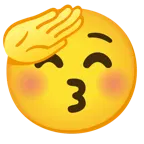 faccina che fa il saluto + faccina che bacia con occhi chiusi