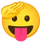 faccina che fa il saluto + faccina che mostra la lingua