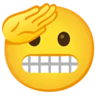faccina che fa il saluto + faccina con smorfia