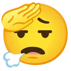 faccina che fa il saluto + faccina che espira