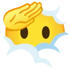 faccina che fa il saluto + testa tra le nuvole