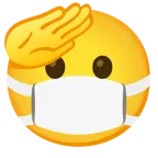 faccina che fa il saluto + faccina con mascherina