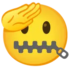 faccina che fa il saluto + faccina con bocca con cerniera