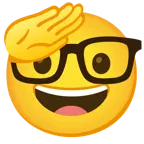 faccina che fa il saluto + faccina nerd