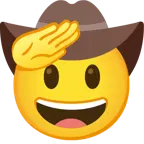 faccina che fa il saluto + faccina con cappello da cowboy