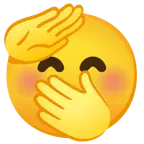 faccina che fa il saluto + faccina con mano sulla bocca