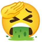 faccina che fa il saluto + faccina che vomita