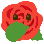 faccina con occhi aperti e mano sulla bocca + rosa