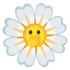 faccina con occhi aperti e mano sulla bocca + fiore