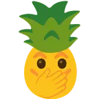 faccina con occhi aperti e mano sulla bocca + ananas