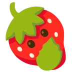 faccina con occhi aperti e mano sulla bocca + fragola
