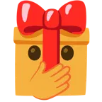 faccina con occhi aperti e mano sulla bocca + regalo
