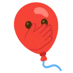 faccina con occhi aperti e mano sulla bocca + palloncino