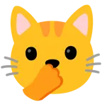 faccina con occhi aperti e mano sulla bocca + muso di gatto