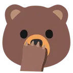 faccina con occhi aperti e mano sulla bocca + orso