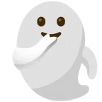 faccina con occhi aperti e mano sulla bocca + fantasma