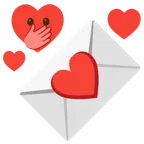 faccina con occhi aperti e mano sulla bocca + lettera d’amore