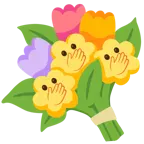 faccina con occhi aperti e mano sulla bocca + mazzo di fiori