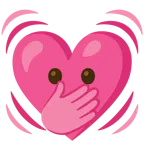 faccina con occhi aperti e mano sulla bocca + cuore che batte