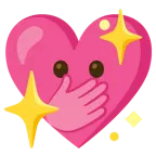 faccina con occhi aperti e mano sulla bocca + cuore che luccica