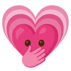 faccina con occhi aperti e mano sulla bocca + cuore che cresce