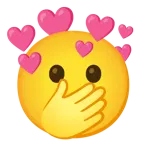 faccina con occhi aperti e mano sulla bocca + cuore con freccia