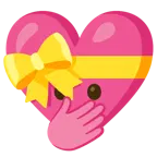 faccina con occhi aperti e mano sulla bocca + cuore con fiocco