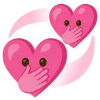 faccina con occhi aperti e mano sulla bocca + cuori che girano