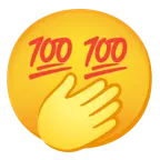 faccina con occhi aperti e mano sulla bocca + 100 punti