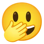 faccina con occhi aperti e mano sulla bocca + faccina con sorriso e occhi spalancati