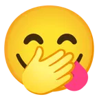 faccina con occhi aperti e mano sulla bocca + faccina che si lecca i baffi