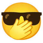 faccina con occhi aperti e mano sulla bocca + faccina con sorriso e occhiali da sole