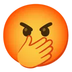 faccina con occhi aperti e mano sulla bocca + faccina accigliata