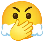 faccina con occhi aperti e mano sulla bocca + faccina che sbuffa