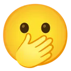 faccina con occhi aperti e mano sulla bocca + faccina con sorriso accennato