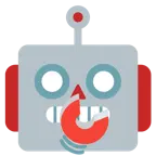 faccina con occhi aperti e mano sulla bocca + faccina di robot