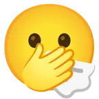 faccina con occhi aperti e mano sulla bocca + faccina che starnutisce