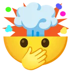 faccina con occhi aperti e mano sulla bocca + testa che esplode