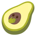 faccina con occhi aperti e mano sulla bocca + avocado