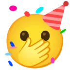 faccina con occhi aperti e mano sulla bocca + faccina che festeggia