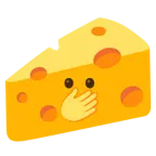 faccina con occhi aperti e mano sulla bocca + fetta di formaggio