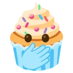 faccina con occhi aperti e mano sulla bocca + cupcake